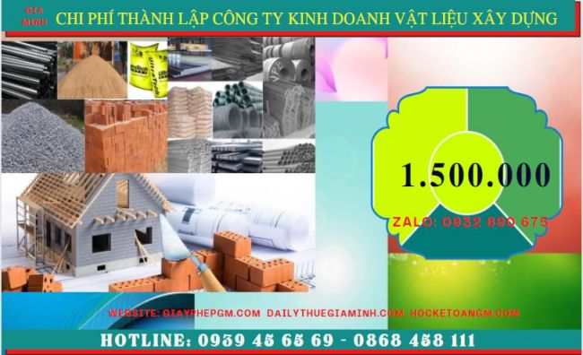 Chi phí thành lập công ty kinh doanh vật liệu xây dựng tại Đồng Nai