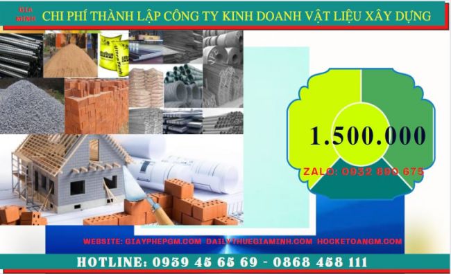 Chi phí thành lập công ty kinh doanh vật liệu xây dựng tại Hà Tĩnh