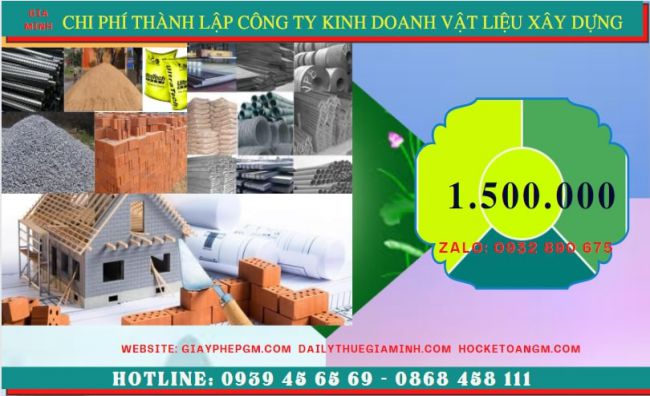 Chi phí thành lập công ty kinh doanh vật liệu xây dựng tại Huế