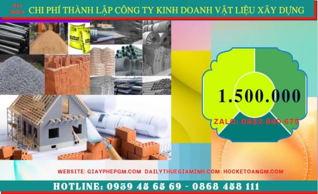 Chi phí thành lập công ty kinh doanh vật liệu xây dựng tại Hưng Yên