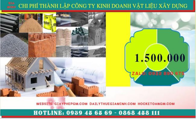 Chi phí thành lập công ty kinh doanh vật liệu xây dựng tại Nghệ An