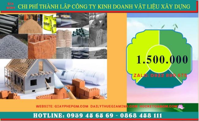Chi phí thành lập công ty kinh doanh vật liệu xây dựng tại Phú Thọ