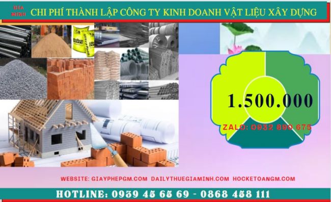 Chi phí thành lập công ty kinh doanh vật liệu xây dựng tại Phú Yên