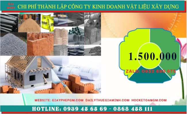 Chi phí thành lập công ty kinh doanh vật liệu xây dựng tại Thành Phố Đà Nẵng