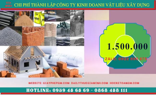 Chi phí thành lập công ty kinh doanh vật liệu xây dựng tại Thừa Thiên Huế