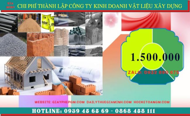 Chi phí thành lập công ty kinh doanh vật liệu xây dựng tại Tiền Giang