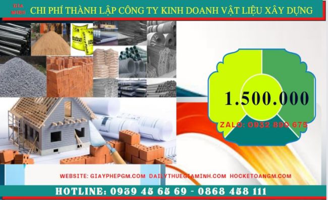 Chi phí thành lập công ty kinh doanh vật liệu xây dựng tại Trà Vinh