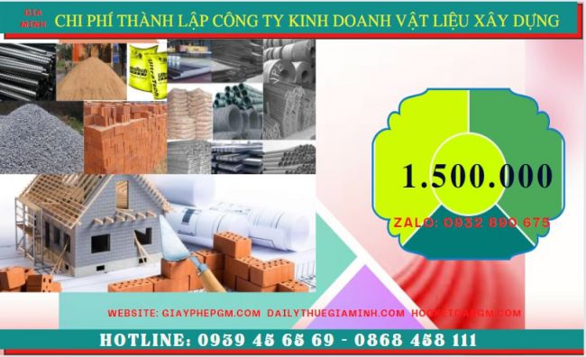 Chi phí thành lập công ty kinh doanh vật liệu xây dựng tại Vũng Tàu