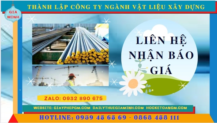 Chi phí thành lập công ty ngành vật liệu xây dựng tại Bắc Ninh