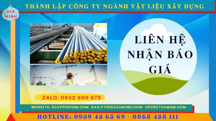 Chi phí thành lập công ty ngành vật liệu xây dựng tại Bình Định