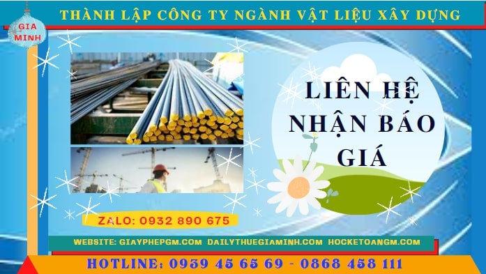 Chi phí thành lập công ty ngành vật liệu xây dựng tại Bình Dương