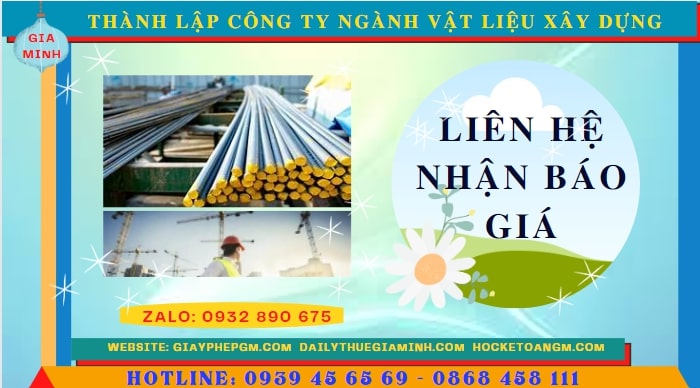 Chi phí thành lập công ty ngành vật liệu xây dựng tại Long An