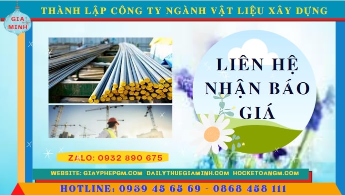Chi phí thành lập công ty ngành vật liệu xây dựng tại Thái Nguyên