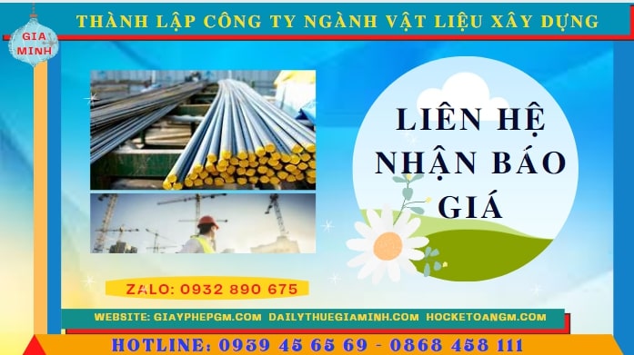 Chi phí thành lập công ty ngành vật liệu xây dựng tại Thành Phố Hà Nội