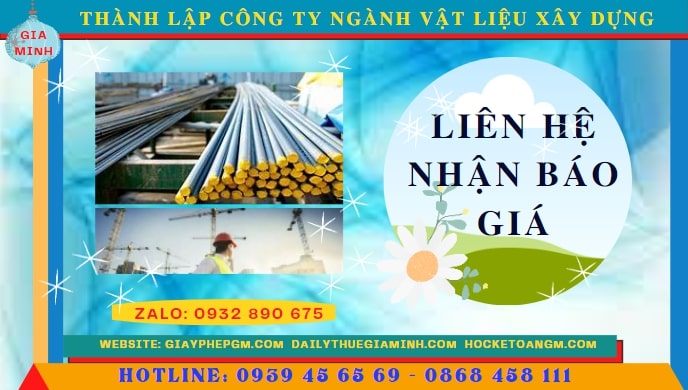 Chi phí thành lập công ty ngành vật liệu xây dựng tại Ninh Kiều