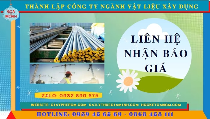 Chi phí thành lập công ty ngành vật liệu xây dựng tại Thành phố Châu Đốc