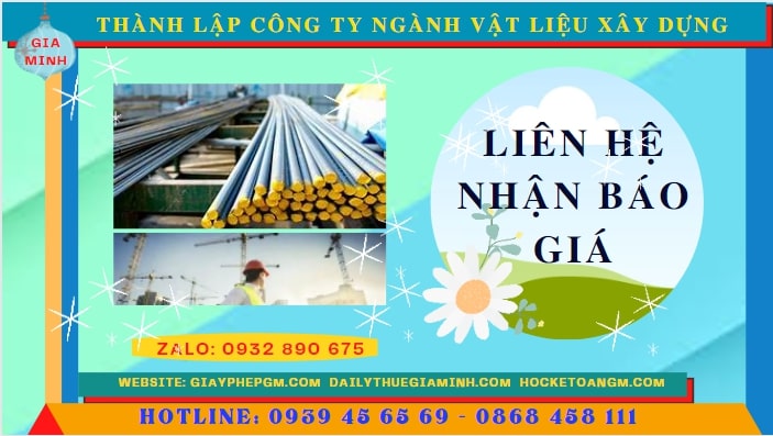 Chi phí thành lập công ty ngành vật liệu xây dựng tại TT Huế