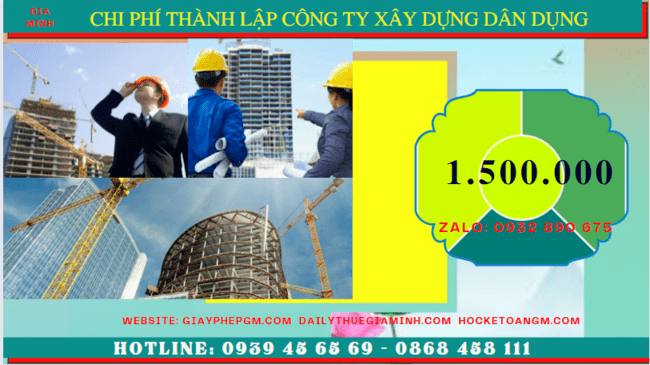 Chi phí thành lập công ty xây dựng dân dụng tại Đà Nẵng