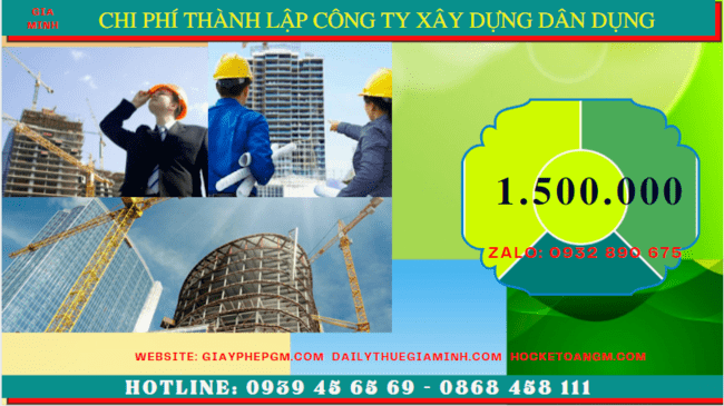 Chi phí thành lập công ty xây dựng dân dụng tại Kiên Giang