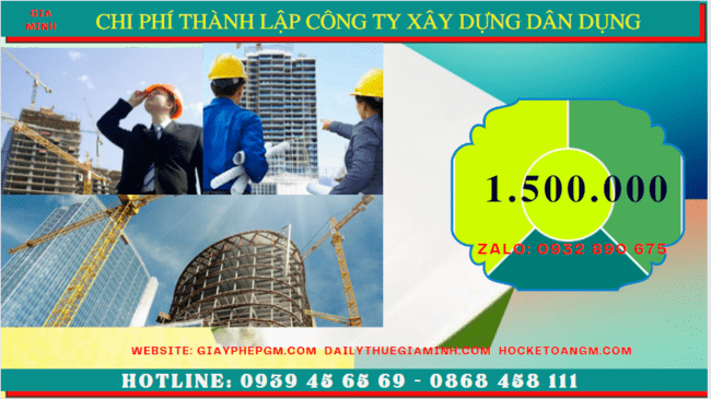 Chi phí thành lập công ty xây dựng dân dụng tại Thành Phố Đà Nẵng 