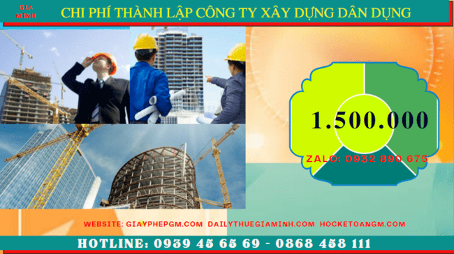 Chi phí thành lập công ty xây dựng dân dụng tại Tiền Giang