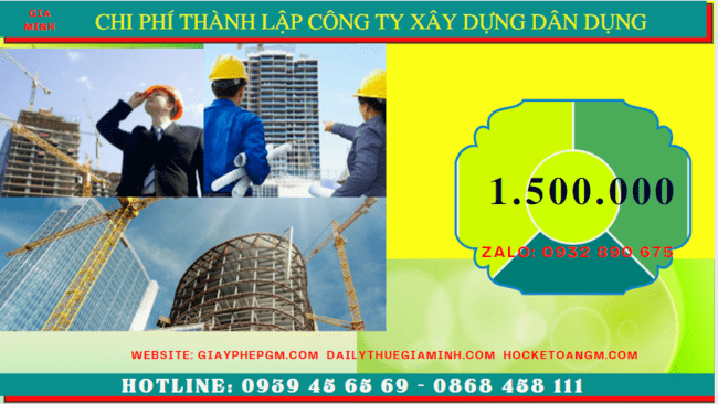 Chi phí thành lập công ty xây dựng dân dụng tại Ninh Kiều