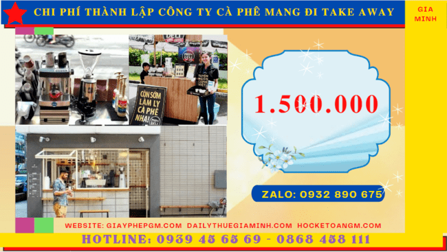 Thành lập công ty cà phê mang đi take away 5 Chi phí thành lập doanh nghiệp cà phê mang đi take away