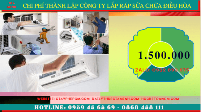 Chi phí thành lập doanh nghiệp lắp ráp sửa chữa điều hòa tại Bạc Liêu