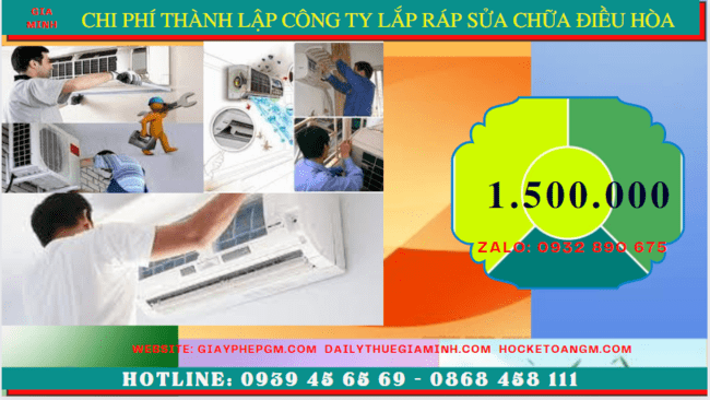 Chi phí thành lập doanh nghiệp lắp ráp sửa chữa điều hòa tại Bắc Ninh