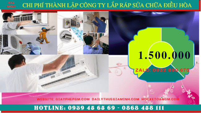 Chi phí thành lập doanh nghiệp lắp ráp sửa chữa điều hòa tại Bến Tre