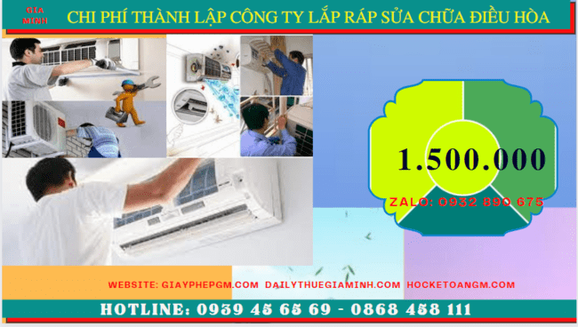 Chi phí thành lập doanh nghiệp lắp ráp sửa chữa điều hòa tại Bình Định