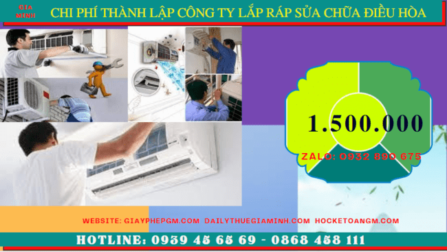 Chi phí thành lập doanh nghiệp lắp ráp sửa chữa điều hòa tại Bình Dương