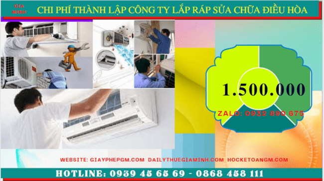 Chi phí thành lập doanh nghiệp lắp ráp sửa chữa điều hòa tại Cà Mau