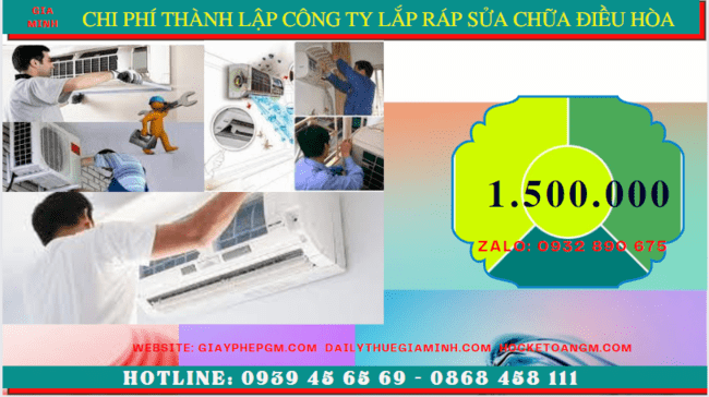 Chi phí thành lập doanh nghiệp lắp ráp sửa chữa điều hòa tại Cần Thơ