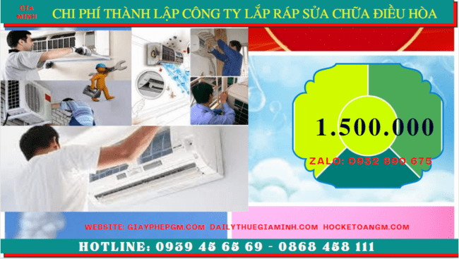 Chi phí thành lập doanh nghiệp lắp ráp sửa chữa điều hòa tại Điện Biên