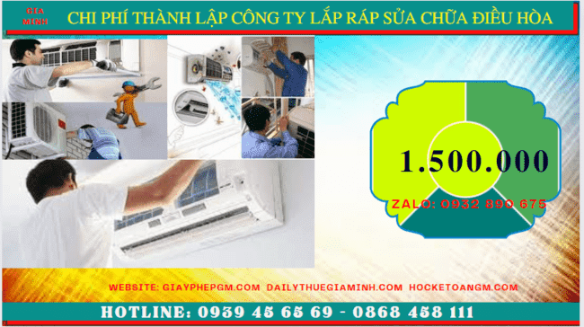 Chi phí thành lập doanh nghiệp lắp ráp sửa chữa điều hòa tại Hà Nội