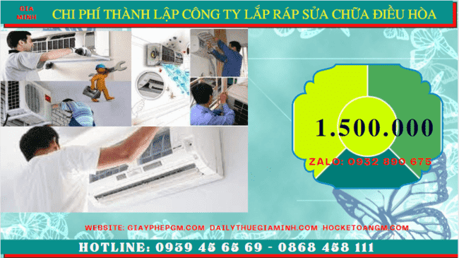 Chi phí thành lập doanh nghiệp lắp ráp sửa chữa điều hòa tại Hà Tĩnh