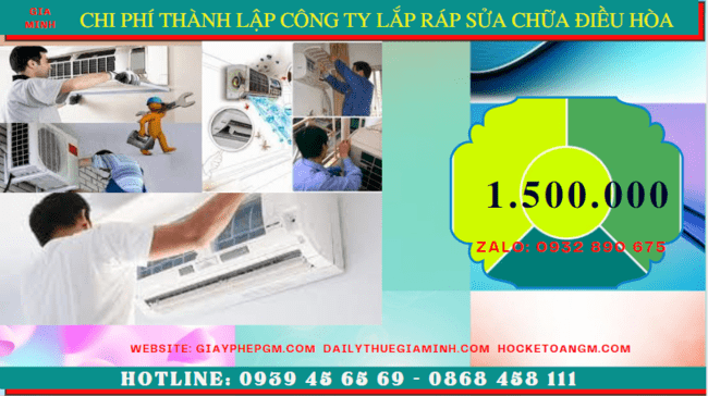 Chi phí thành lập doanh nghiệp lắp ráp sửa chữa điều hòa tại Hải Dương