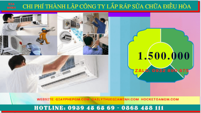 Chi phí thành lập doanh nghiệp lắp ráp sửa chữa điều hòa tại Lâm Đồng