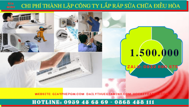 Chi phí thành lập doanh nghiệp lắp ráp sửa chữa điều hòa tại Nghệ An