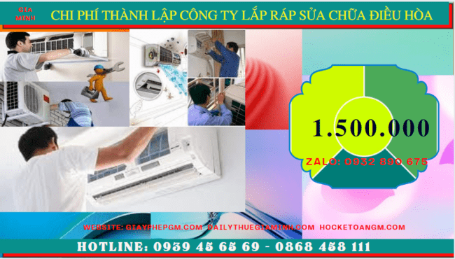 THÀNH LẬP CÔNG TY LẮP RÁP SỬA CHỮA ĐIỀU HÒA TẠI NHA TRANG 5 Chi phí thành lập doanh nghiệp lắp ráp sửa chữa điều hòa tại Nha Trang