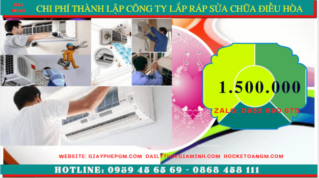 Chi phí thành lập doanh nghiệp lắp ráp sửa chữa điều hòa tại Phú Thọ