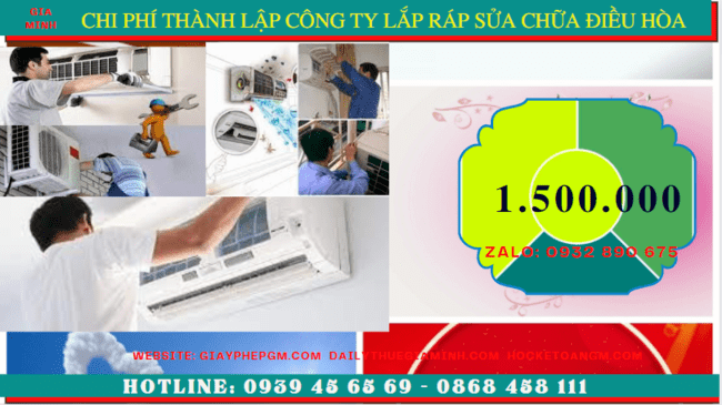 THÀNH LẬP CÔNG TY LẮP RÁP SỬA CHỮA ĐIỀU HÒA TẠI QUẢNG NINH 5 Chi phí thành lập doanh nghiệp lắp ráp sửa chữa điều hòa tại Quảng Ninh