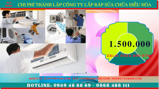 Chi phí thành lập doanh nghiệp lắp ráp sửa chữa điều hòa tại Quảng Trị