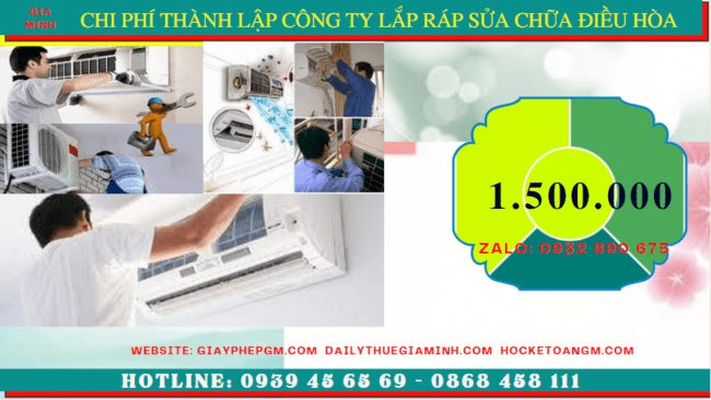 Chi phí thành lập doanh nghiệp lắp ráp sửa chữa điều hòa tại Sóc Trăng