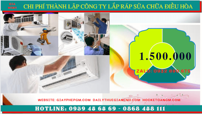 Chi phí thành lập doanh nghiệp lắp ráp sửa chữa điều hòa tại Thái Bình