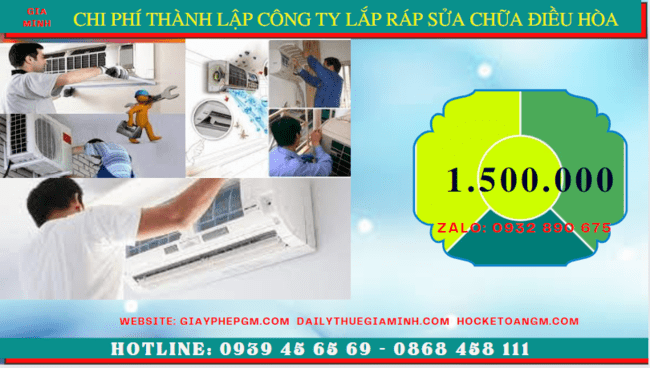 Chi phí thành lập doanh nghiệp lắp ráp sửa chữa điều hòa tại Thanh Hóa