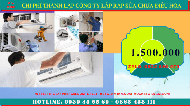 Chi phí thành lập doanh nghiệp lắp ráp sửa chữa điều hòa tại Thành Phố Cần Thơ