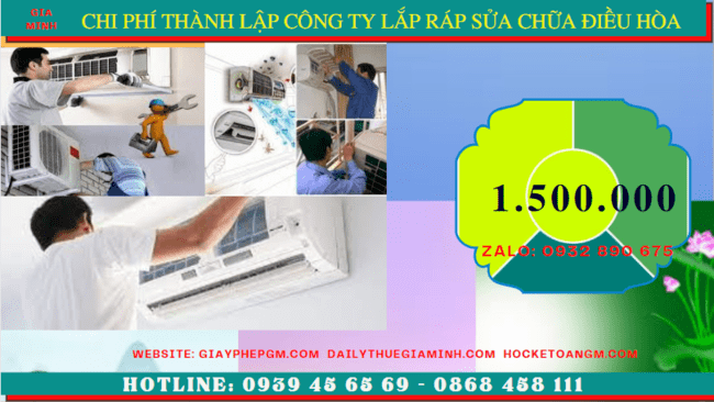 Chi phí thành lập doanh nghiệp lắp ráp sửa chữa điều hòa tại Thành Phố Huế