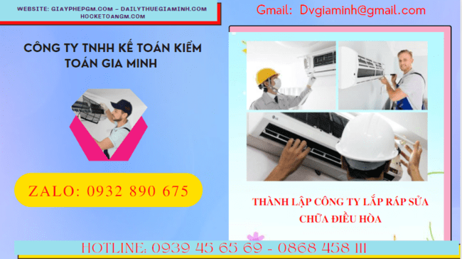 Đăng ký thành lập doanh nghiệp lắp ráp sửa chữa điều hòa tại Bắc Giang